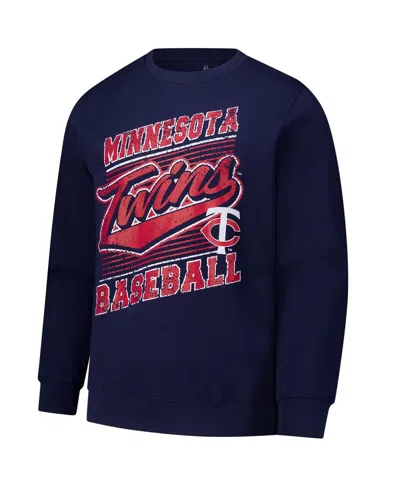 Stitches Men's Navy Minnesota Twins Lightweight Crew Sweatshirt In Blue