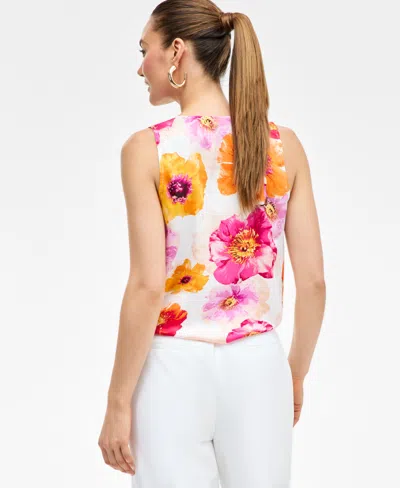 Inc International Concepts Women's Floral-print Tie-front Blouse, Exclusively At Macy's In Pink