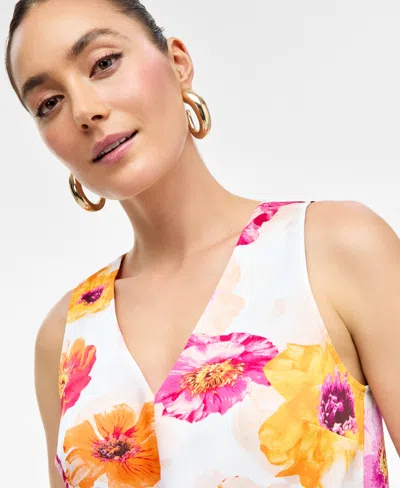 Inc International Concepts Women's Floral-print Tie-front Blouse, Exclusively At Macy's In Pink