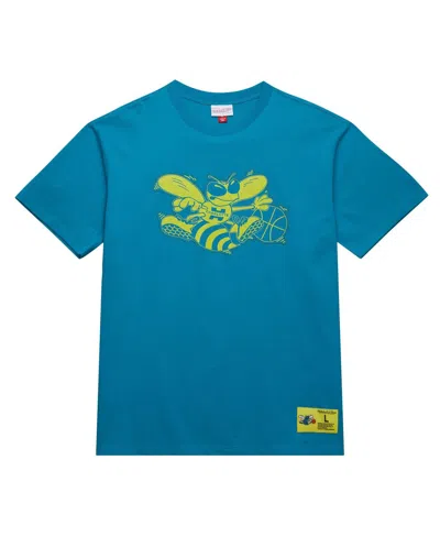 Mitchell & Ness Men's Teal Charlotte Hornets Hardwood Classics Neon Nights Premium T-shirt