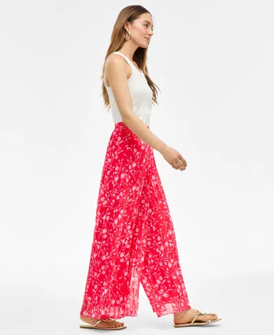 Inc International Concepts Women's Floral-print Chiffon Wide-leg Pants, Exclusively At Macy's