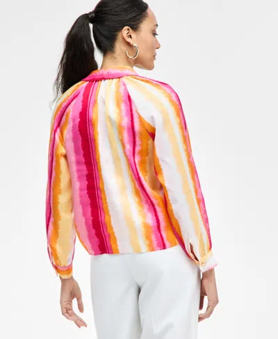 Inc International Concepts Women's Printed Tie-front Blouse, Exclusively At Macy's In Red