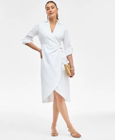Inc International Concepts Women's Hardware-trim Cotton Faux-wrap Dress, Exclusively At Macy's