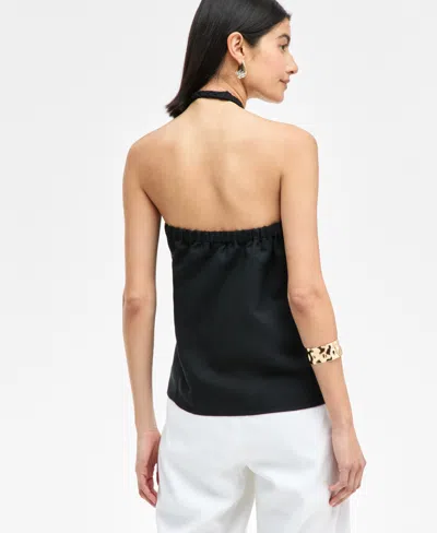Inc International Concepts Women's Linen-blend Braided Halter Top, Exclusively At Macy's