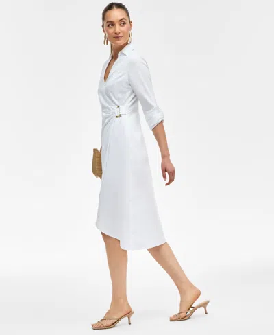 Inc International Concepts Women's Hardware-trim Cotton Faux-wrap Dress, Exclusively At Macy's