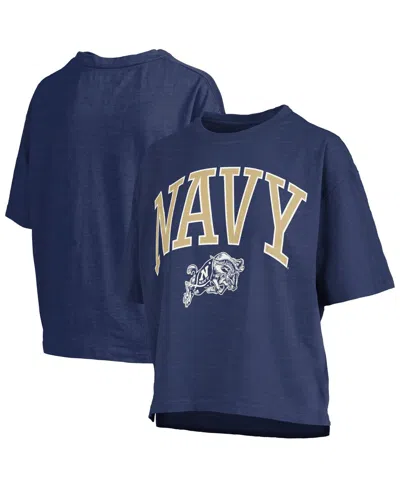 Pressbox Navy Navy Midshipmen Nelson Arch Over Logo Waist Length Oversized Slub T-shirt In Blue