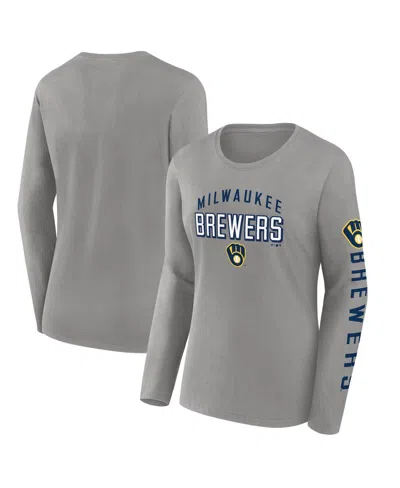 Fanatics Women's Gray Milwaukee Brewers Team Long Sleeve T-shirt