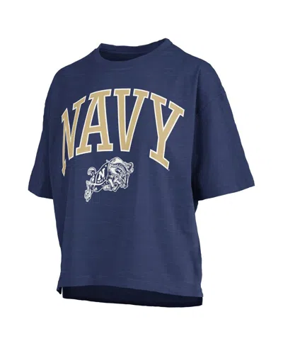 Pressbox Navy Navy Midshipmen Nelson Arch Over Logo Waist Length Oversized Slub T-shirt In Blue