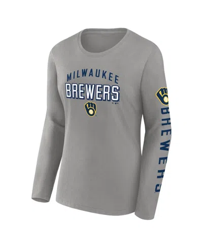 Fanatics Women's Gray Milwaukee Brewers Team Long Sleeve T-shirt