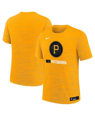 Nike Big Boys And Girls Gold Pittsburgh Pirates Authentic Collection City Connect Velocity Performance T-