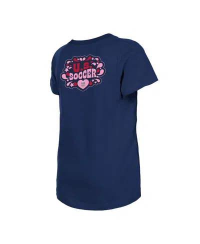 NEW ERA BIG GIRLS NAVY USWNT BUBBLE HEART T-SHIRT 