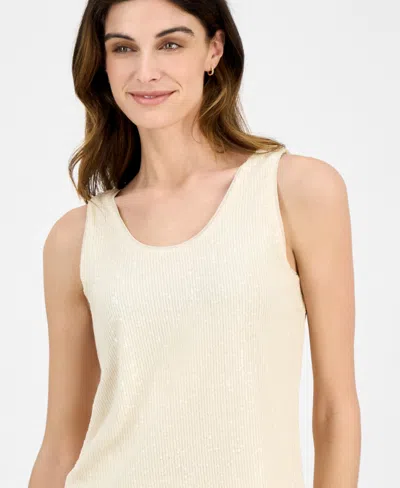 Anne Klein Women's Sequin Double-scoop Sleeveless Tank