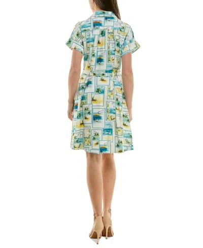 Taylor Petite Printed Short-sleeve Belted Shirtdress