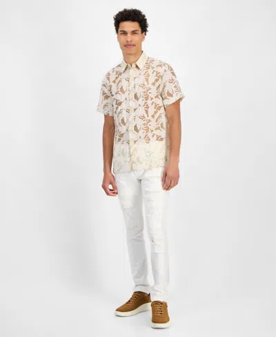 Guess Men's Regular-fit Devore Floral Shirt In Neutral