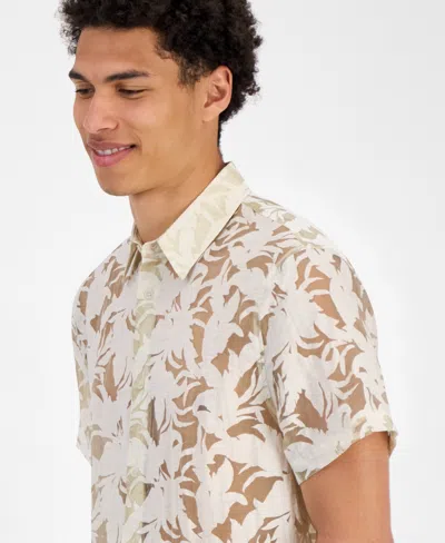 Guess Men's Regular-fit Devore Floral Shirt In Neutral