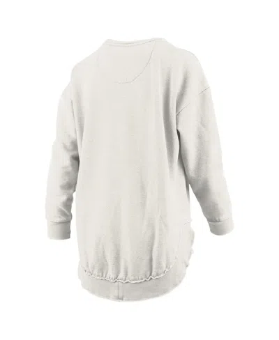 Pressbox Women's Oatmeal Penn State Nittany Lions Melange Poncho Vintage Fleece Long Sleeve Pullover Sweatshi In White