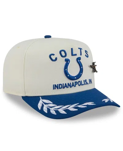 New Era Men's Cream/royal Indianapolis Colts 2025 Nfl Draft A-frame 59fifty Fitted Hat