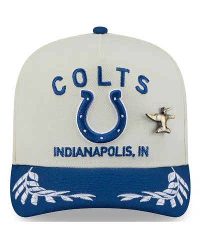New Era Men's Cream/royal Indianapolis Colts 2025 Nfl Draft A-frame 59fifty Fitted Hat