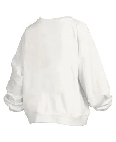 Pressbox White Penn State Nittany Lions Janise Arch Over Logo Waist Length Oversized Pullover Sweats In White