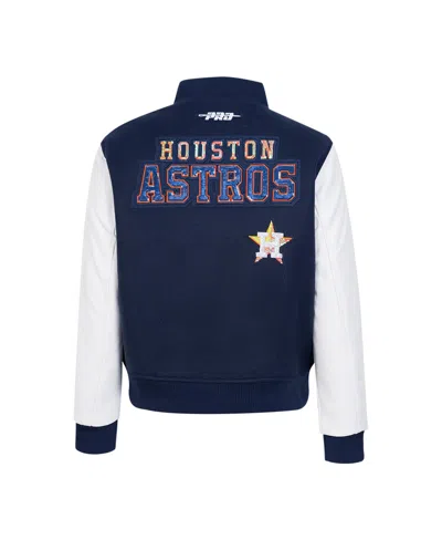 Pro Standard Women's Navy Houston Astros Game Day Classics Wool Varsity Jacket In Multi