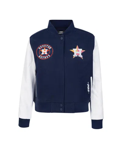 Pro Standard Women's Navy Houston Astros Game Day Classics Wool Varsity Jacket In Multi