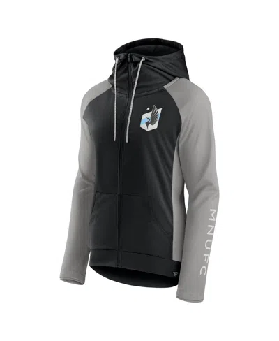 Fanatics Women's Black/gray Minnesota United Fc Interlock Lightweight Full-zip Jacket