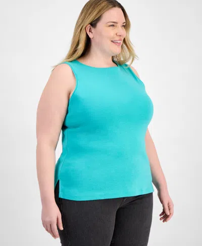 Style & Co Plus Size Boat-neck Knit Tank Top, Exclusively At Macy's