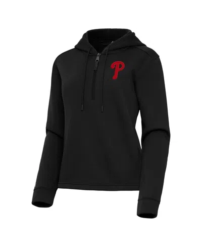 Antigua Women's Black Philadelphia Phillies Contemporary Quarter-zip Hoodie