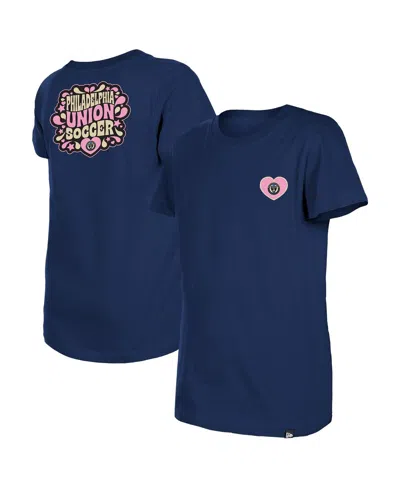 New Era Big Girls Navy Philadelphia Union Bubble Heart T-shirt