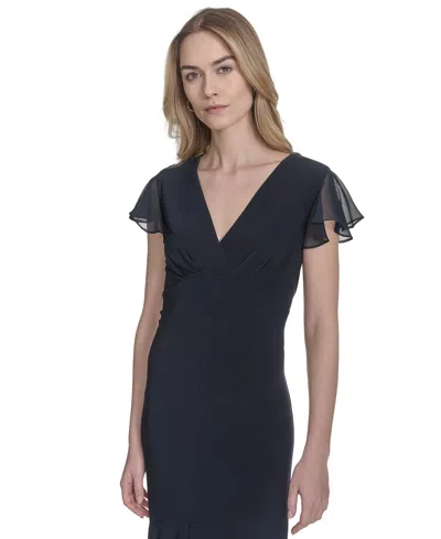 Tommy Hilfiger Women's V-neck How-low Hem Chiffon-trim Dress