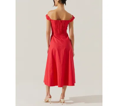 Astr The Label Charelin Off The Shoulder Linen Blend Midi Sundress