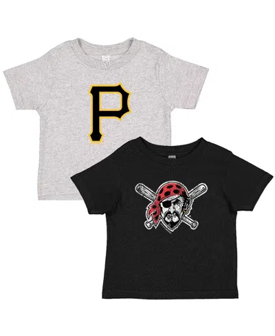Soft As A Grape Toddler Black/heather Gray Pittsburgh Pirates Cooperstown Collection Two-pack T-shirt Set