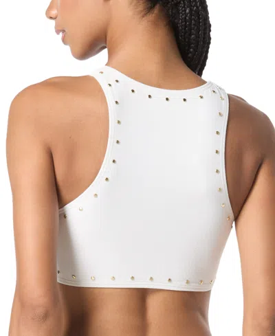 Michael Kors Michael  Women's Crepe Front-ring Studded Bikini Top