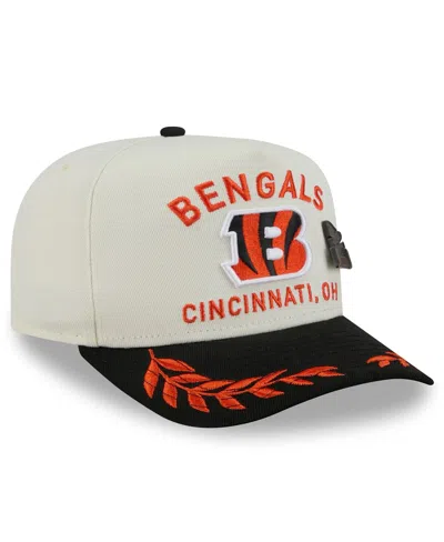 New Era Men's Cream/black Cincinnati Bengals 2025 Nfl Draft A-frame 59fifty Fitted Hat