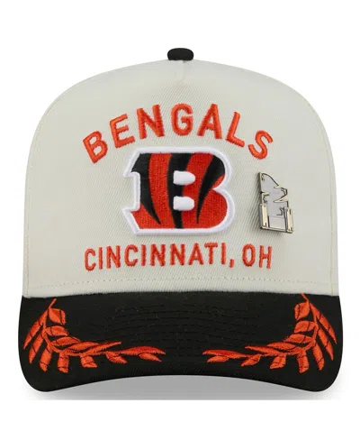 New Era Men's Cream/black Cincinnati Bengals 2025 Nfl Draft A-frame 59fifty Fitted Hat