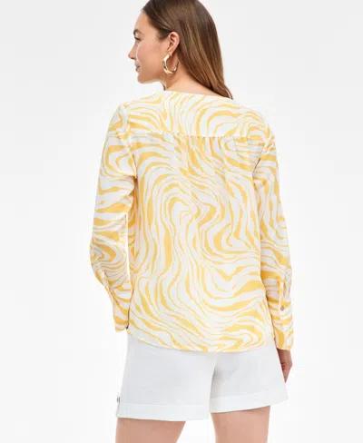 Inc International Concepts Women's Printed Surplice Blouse, Exclusively At Macy's In Neutral