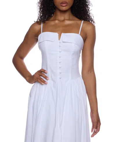 Alex & Sophia Juniors' Sleeveless Straight-neckline Midi Dress