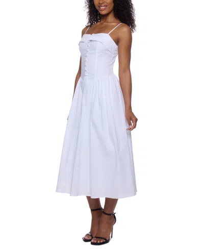 Alex & Sophia Juniors' Sleeveless Straight-neckline Midi Dress