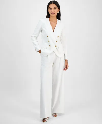 Inc International Concepts Women's Linen-blend Collarless Blazer, Exclusively At Macy's In White