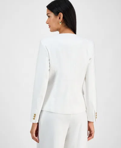 Inc International Concepts Women's Linen-blend Collarless Blazer, Exclusively At Macy's In White