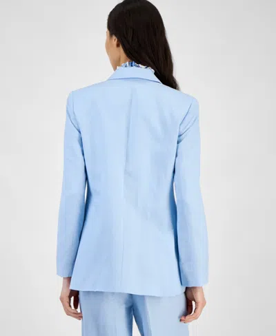 Shop Anne Klein Women's Linen Blend Notch-lapel Button-front Blazer