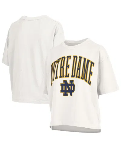 Pressbox White Notre Dame Fighting Irish Nelson Arch Over Logo Waist Length Oversized Slub T-shirt In White
