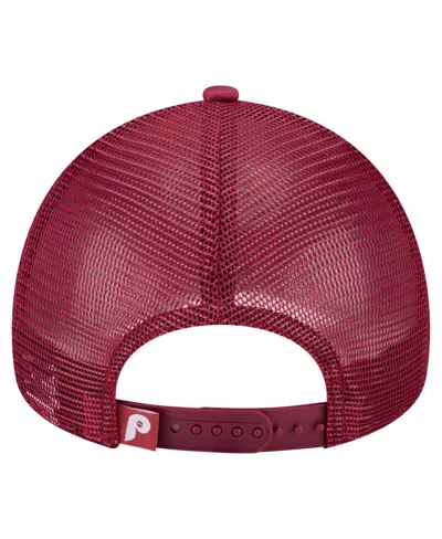 New Era Men's Red Philadelphia Phillies Distressed 9forty A-frame Adjustable Trucker Hat
