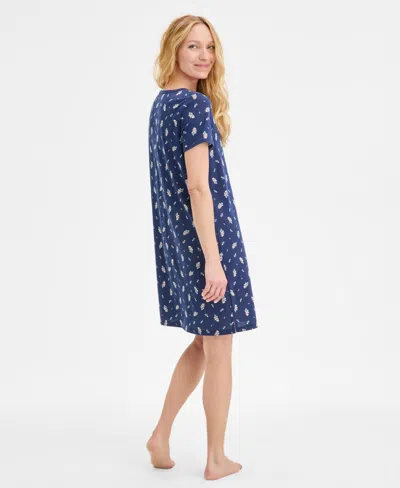 CHARTER CLUB WOMEN'S PRINTED SHORT-SLEEVE SLEEPSHIRT, EXCLUSIVELY AT MACY'S 