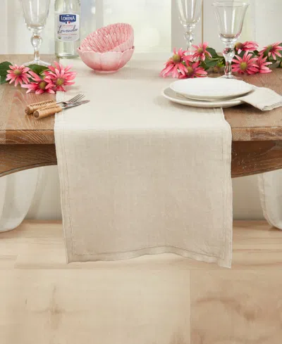 Saro Lifestyle Stonewashed Overlock Edge Table Runner, 16" X 72"