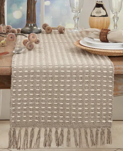 Saro Lifestyle Dashed Woven Table Runner, 16" X 90"