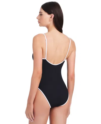 Sanctuary Women's Key Item Stay Connected Tie-front Swimsuit In Black