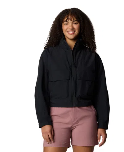 Columbia Women's Paracutie Cropped Cargo Windbreaker Jacket In Black