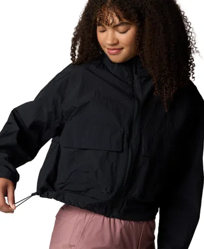 Columbia Women's Paracutie Cropped Cargo Windbreaker Jacket In Black