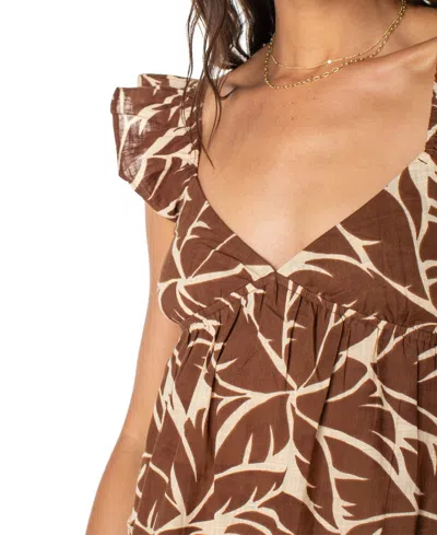 Roxy Palmy Days Tiered Cotton Midi Dress In Brown
